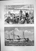 Antique Old Print General Boulanger Charing Cross Condor Torpedo Cruiser 1889