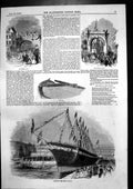 Original Old Antique Print Launch Great Britain Triumphal Arch Anchor 1843 19th