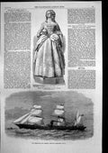 Antique Old Print Statue Queen Mary 11 Peninsular Co Steamship Deccan 1869
