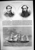 Antique Old Print Screw Steamer Durham Gen Shute Mr Ashbury Mp Brighton 1874