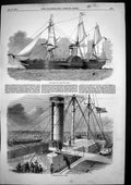 Original Old Antique Print British Mail Steam-Ship Asia After Deck 1850 19th