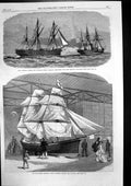 Antique Old Print Ship-Rigged Life-Boat Hms Spiteful Towing Resolucion 1866