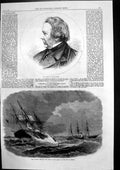Antique Old Print William Harvey Laconia Rescuing Crew Amalia Bay Biscay 1866