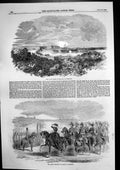 Original Old Antique Print Queen Vist Camp Aldershot Reviewing Troops 1856 19th
