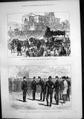 Antique Old Print Funeral George Odger St Giles Medals Middlesex Rifles 1877