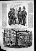 Old Antique Print Uniform 1St Surrey Rifles Ruins Surrey Music Hall 1861