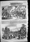 Old Antique Print Camp Chobham Highlanders Fete Return Whatman Lee 1853 19th