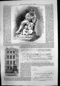 Antique Old Print Monument Handel Westminster Abbey House Brooke Street 1859
