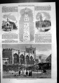 Antique Print Cleopatras Needle Alexandria Shakespeare Garden Stratford1862