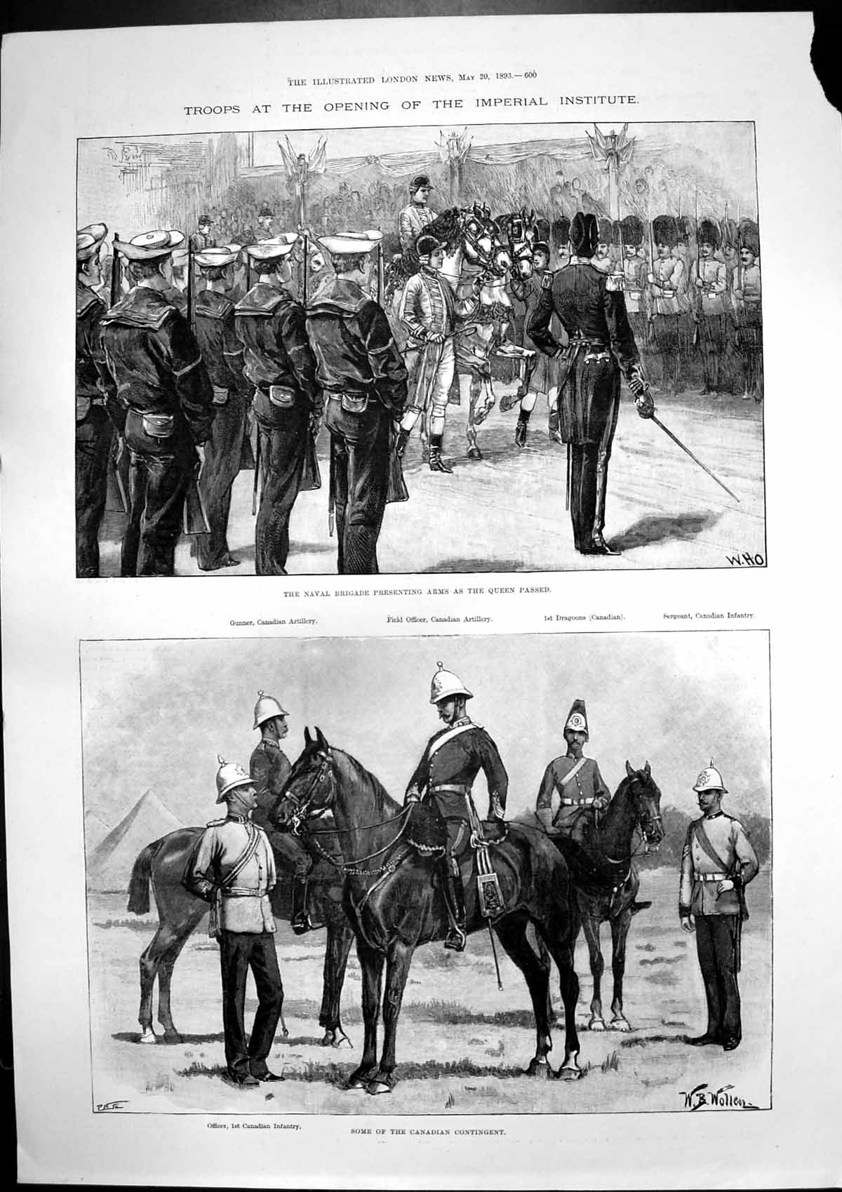 Antique Old Print Troops Opening Imperial Institute Canadian Contingent 1893