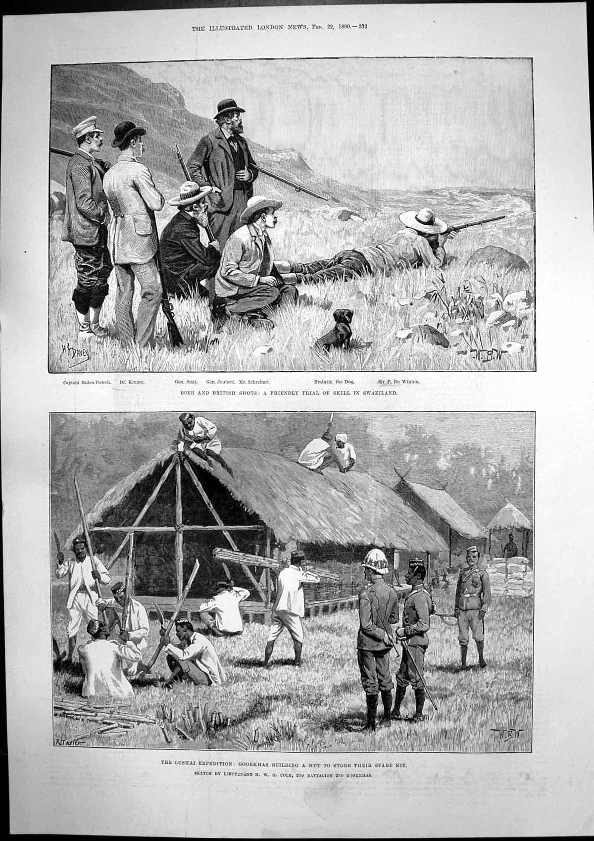 Old Antique Print Boer Shooting Swaziland Lushai Expedition Goorkhas 1890 19th