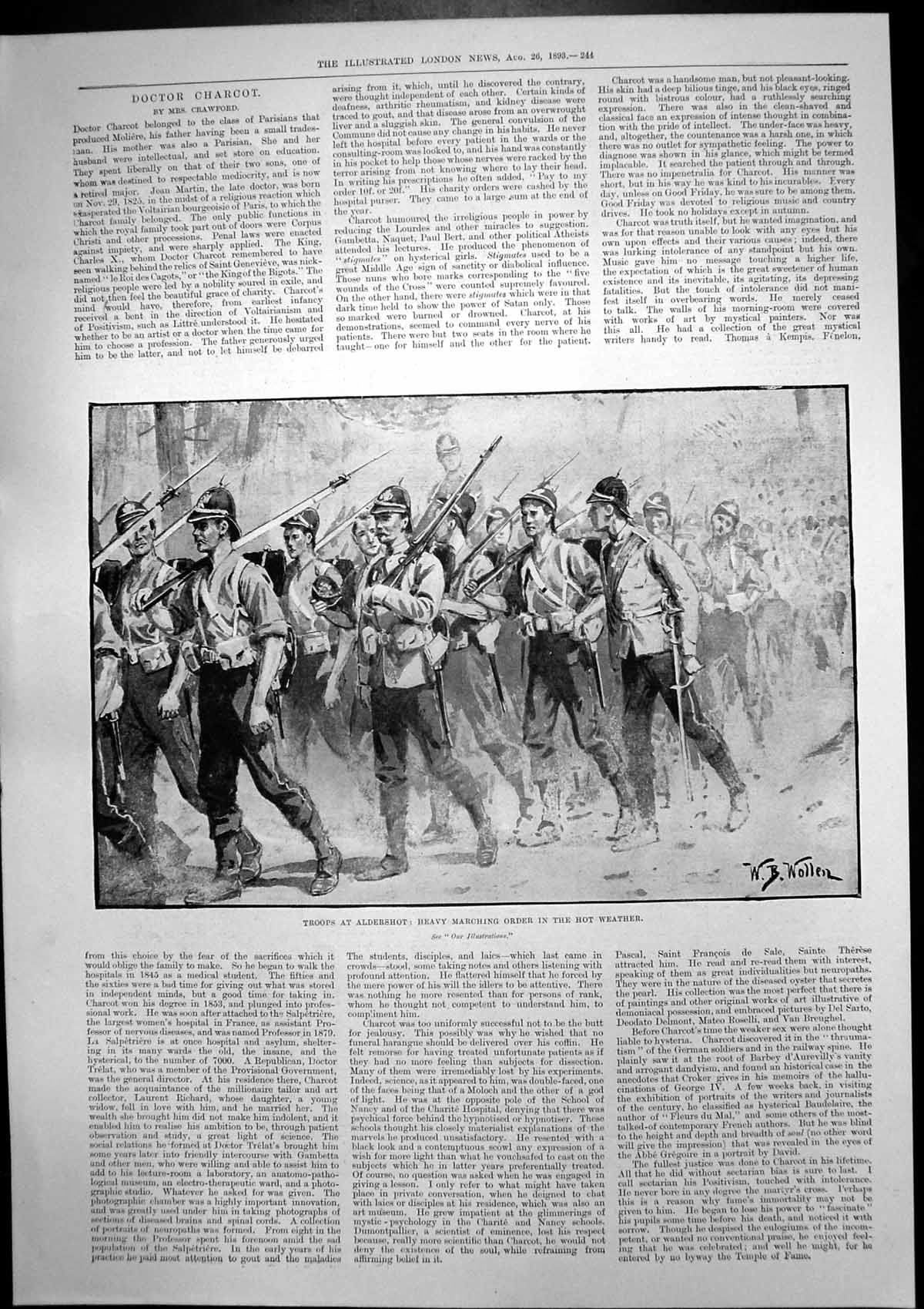 Original Old Antique Print Troops Marching Aldershot Duke Saxe-Coburg 1893 19th