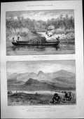 Old Print Steamship Quetta Wrecked Chin Hills Crossing River Kolymyo 1890 19th