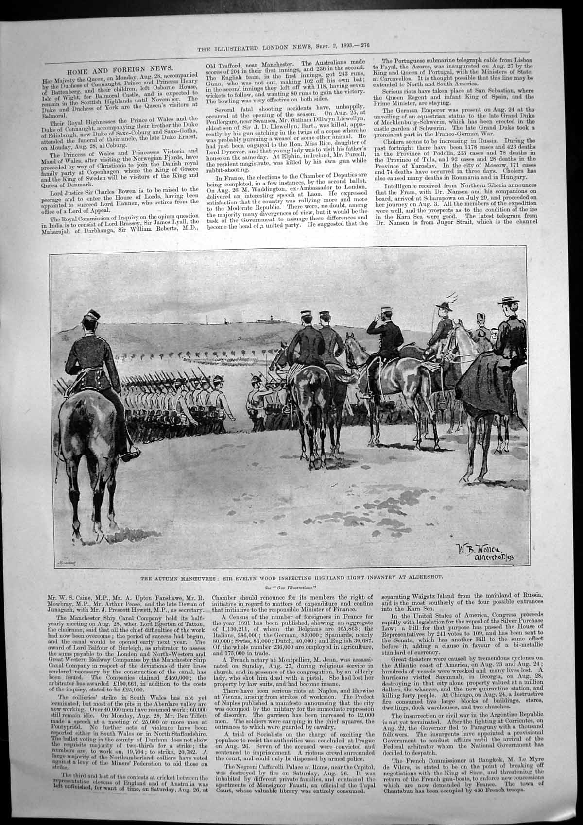 Antique Old Print Evelyn Wood Aldershot Residence Coburg Duke Edinburgh 1893