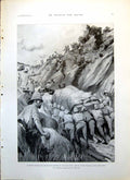 Antique Print Crossing Sand River Getting Convoy Wagons Up Steep Drift 1899