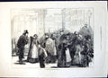 Original Old Antique Print Servants Hiring Office Berlin Crowd Men Women 1874