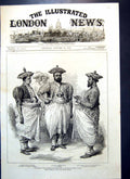 Antique Old Print Cinghalese Chiefs Waiting Prince Wales Kandy Ceylon 1876 19th
