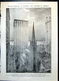 Antique Print Development Skyscraper Dwarfing Trinity Church New York 1906 20th