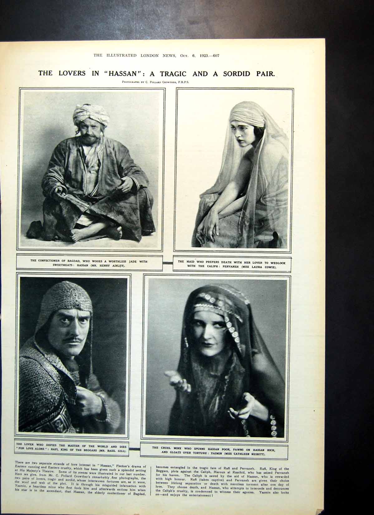 Old Vintage Print Lovers Hassan Confectioner Bagdad Maid Lover Dies 1923 20th