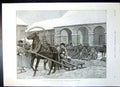Antique Old Print Sketch Siberia Corner Market Yeniseiskhorse Sledges 1891 19th