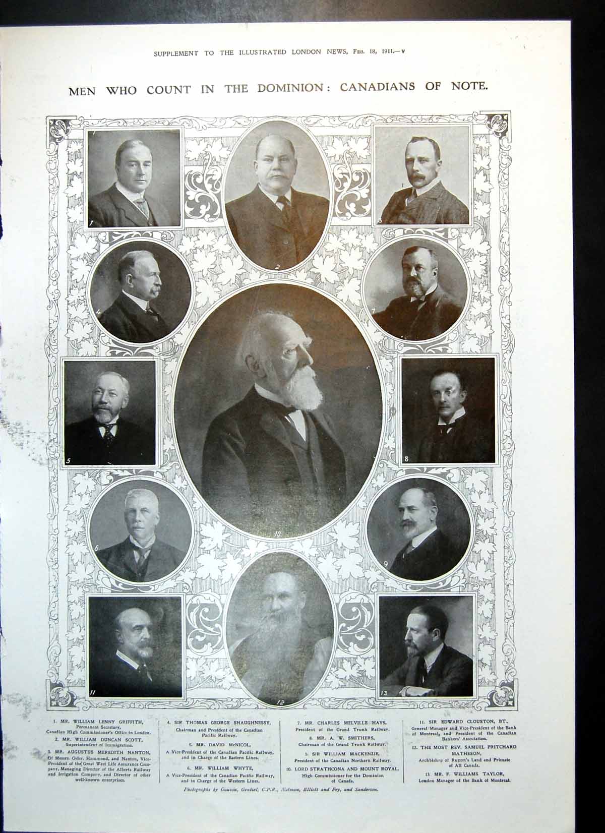 Antique Print Canadians William Griffith William Scott Augustus Nanton 1911