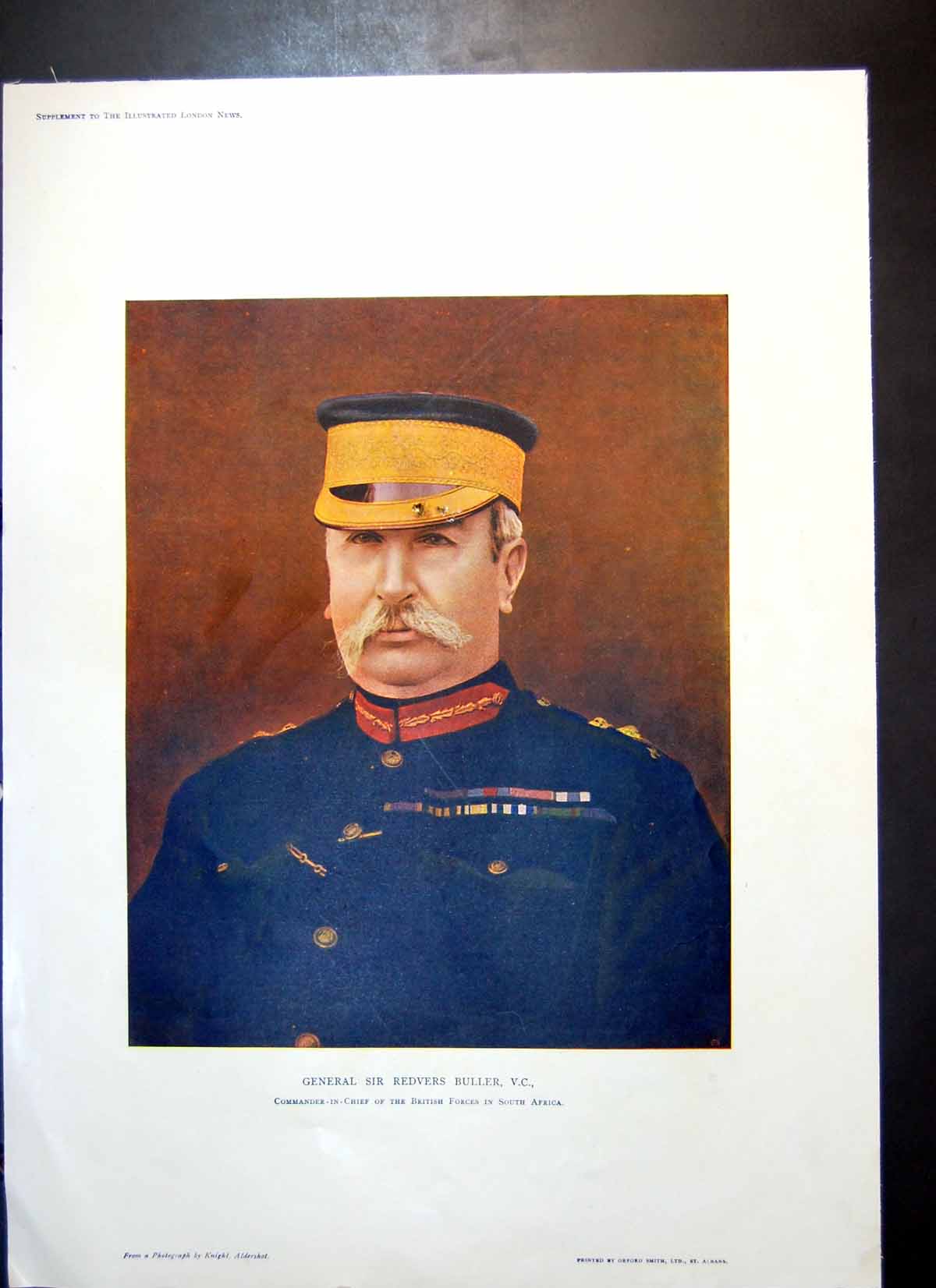 Old Print General Redvers Buller Commander British Forces S Africa C1880 19th