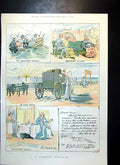 Old Print Seaside Romance Girl Gent Disappear Carriage Request Money1883 19th