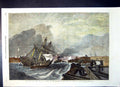 Antique Old Print Ship Crew Saved Gh Andrews Storm Rescued Small Boat 1868 19th