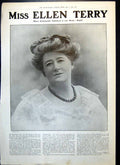 Antique Old Print Miss Ellen Terry Summer Gown Elkington Plate Cutlery 1907