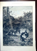 Old Antique Print Fate Christmas Goose Ludlow Castle Stokesay Castle 1893 19th