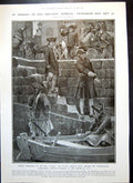 Old Antique Print Nelson Boarding Raisonnable King Annams Atrocities 1906 20th