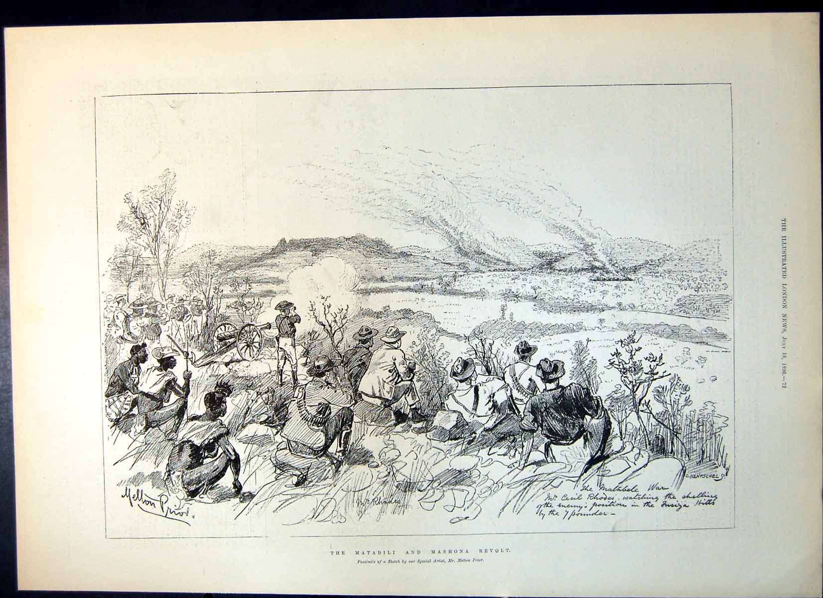 Antique Old Print Matabili Mashona Revolt Trial Model Submarine Torpedo 1896