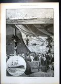 Old Antique Print Launch Hms Victorious Monument Admiral Korniloff 1895 19th