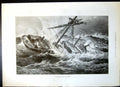Antique Old Print Boat Overcome Mid Atlantic Autumn Frock Velvet Cloak 1896