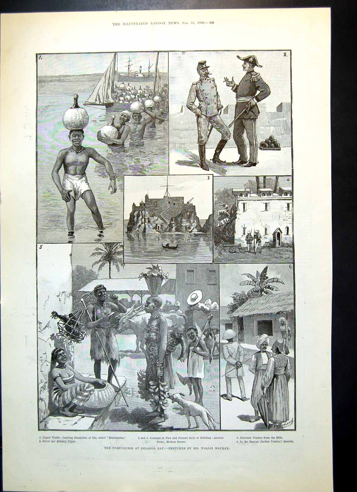 Antique Old Print Portugese Delagoa Bay Steam Explosion Hms Barracouta 1890