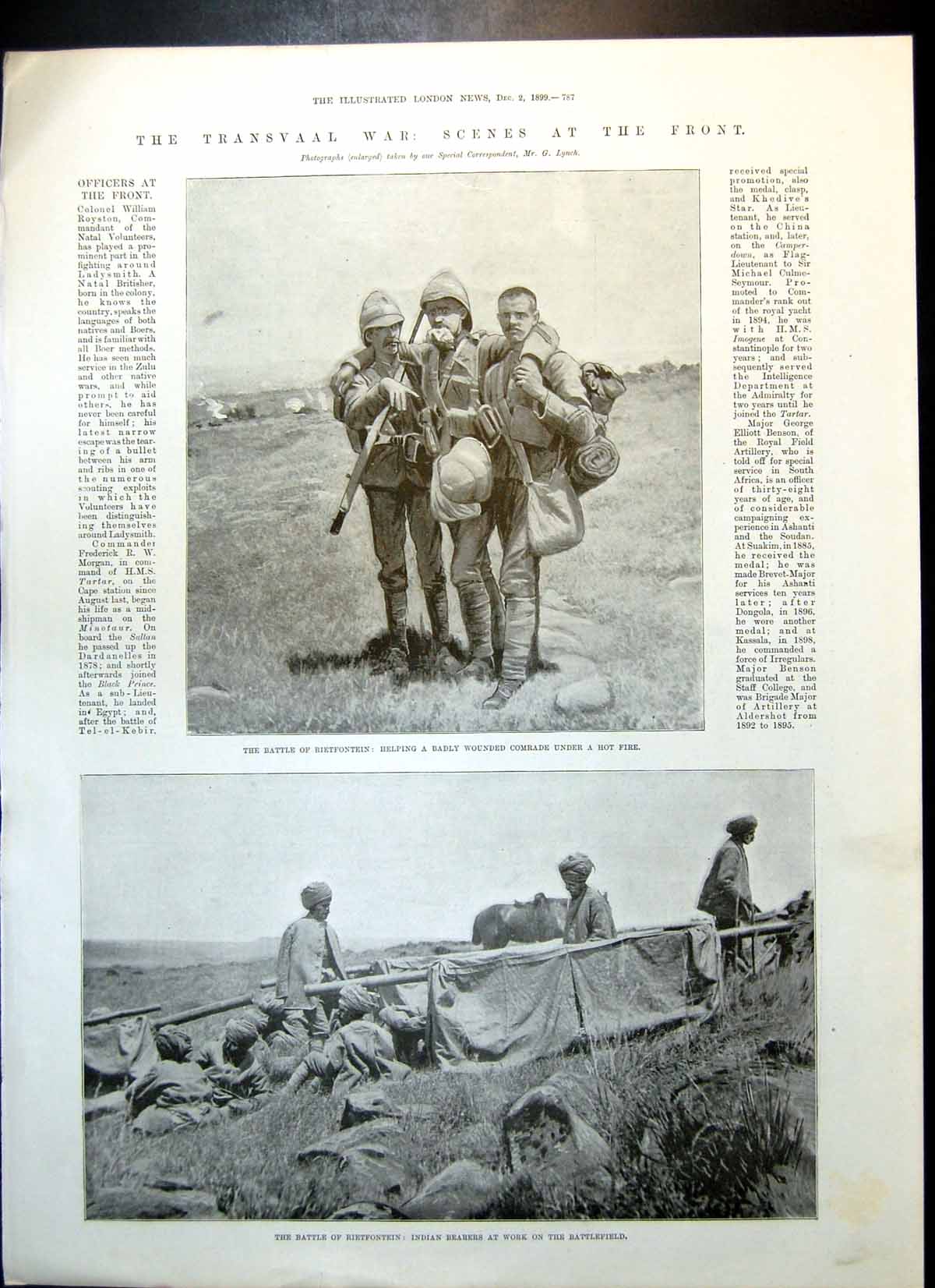Antique Print Transvaal Battle Rietfontein Military Balloon Ladysmith 1899 19th