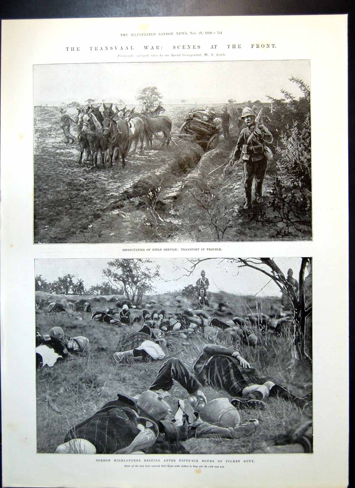 Antique Print Transvaal War Scenes Front Gordon Highlanders Dr H Hicks 1899