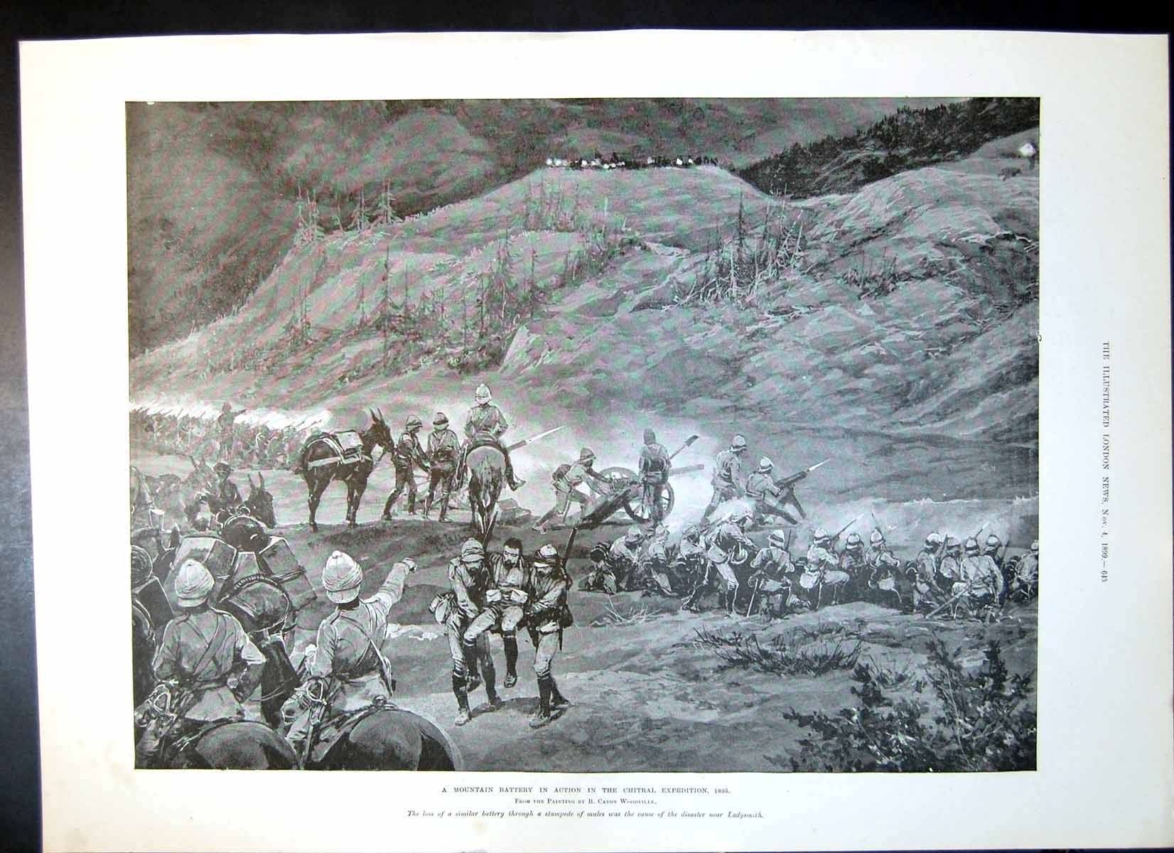 Old Print Mountain Battery Chitral Expedition Macloutsie River Bridge1899 19th