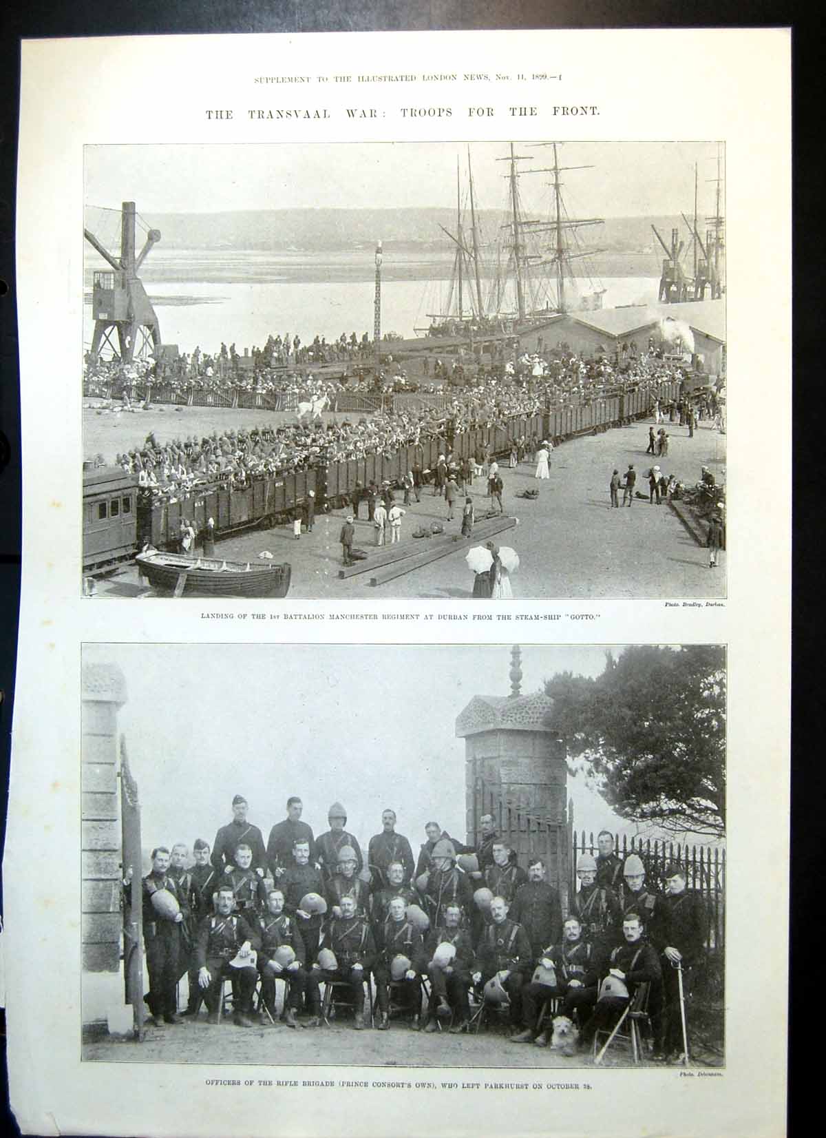 Antique Old Print Transvaal War Manchester Regiment Liverpool Regiment 1899