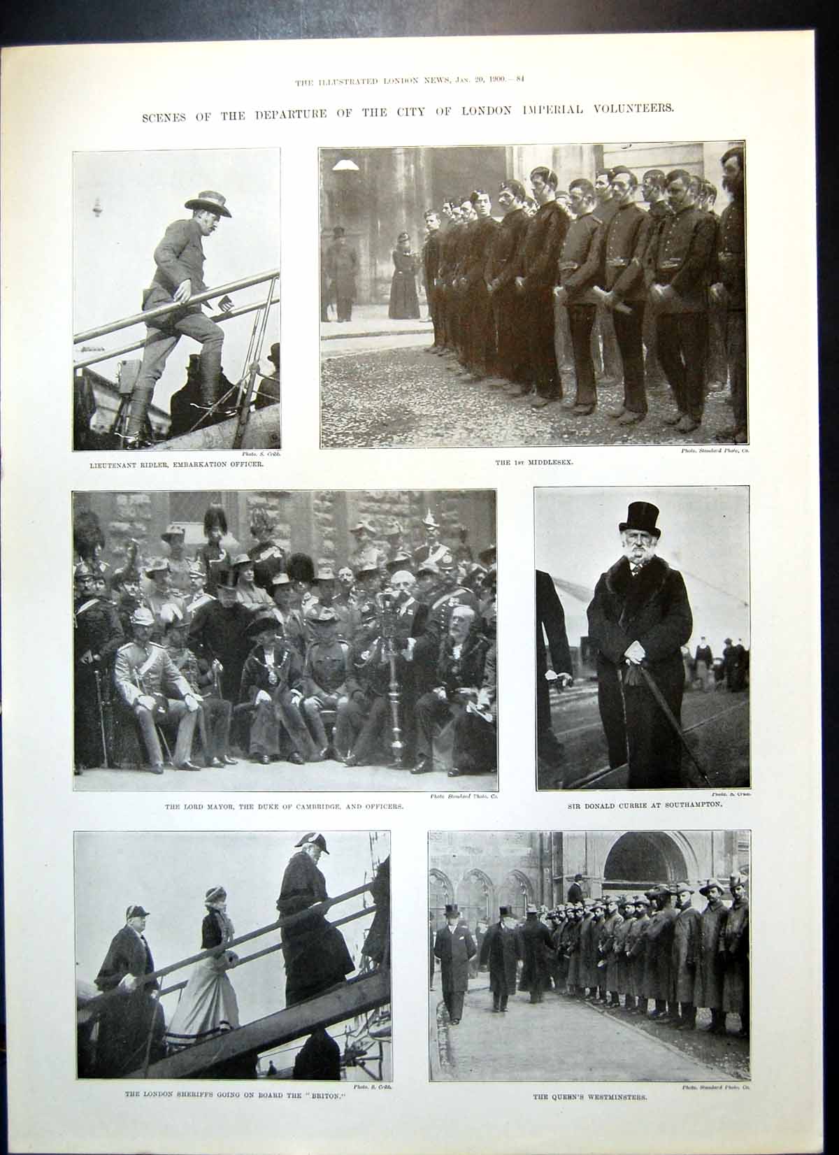 Old Print Departure City London Imperial Volunteers Farewell Supper 1900 20th
