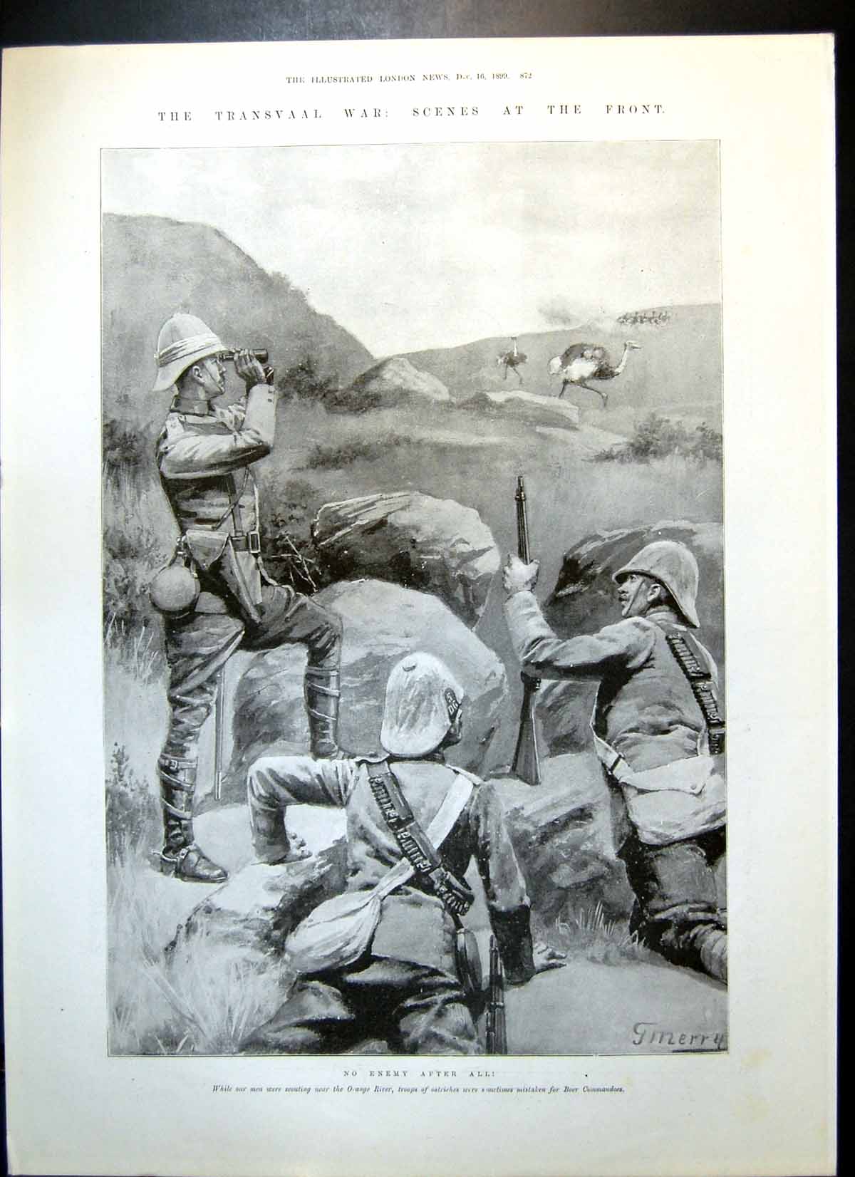 Old Print Transvaal War Scouting Kaffir Spies General Murray Escourt 1899 19th