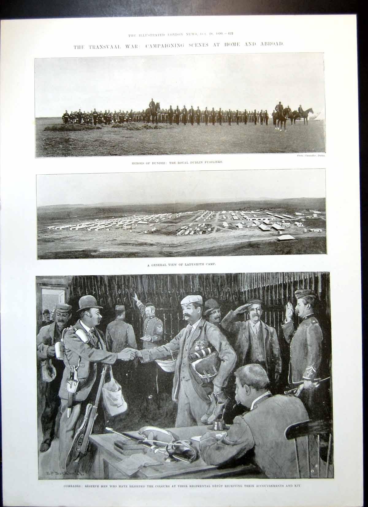 Old Print Transvaal War Reserve Men Miss Norman Nurses Hospital Ship1899 19th