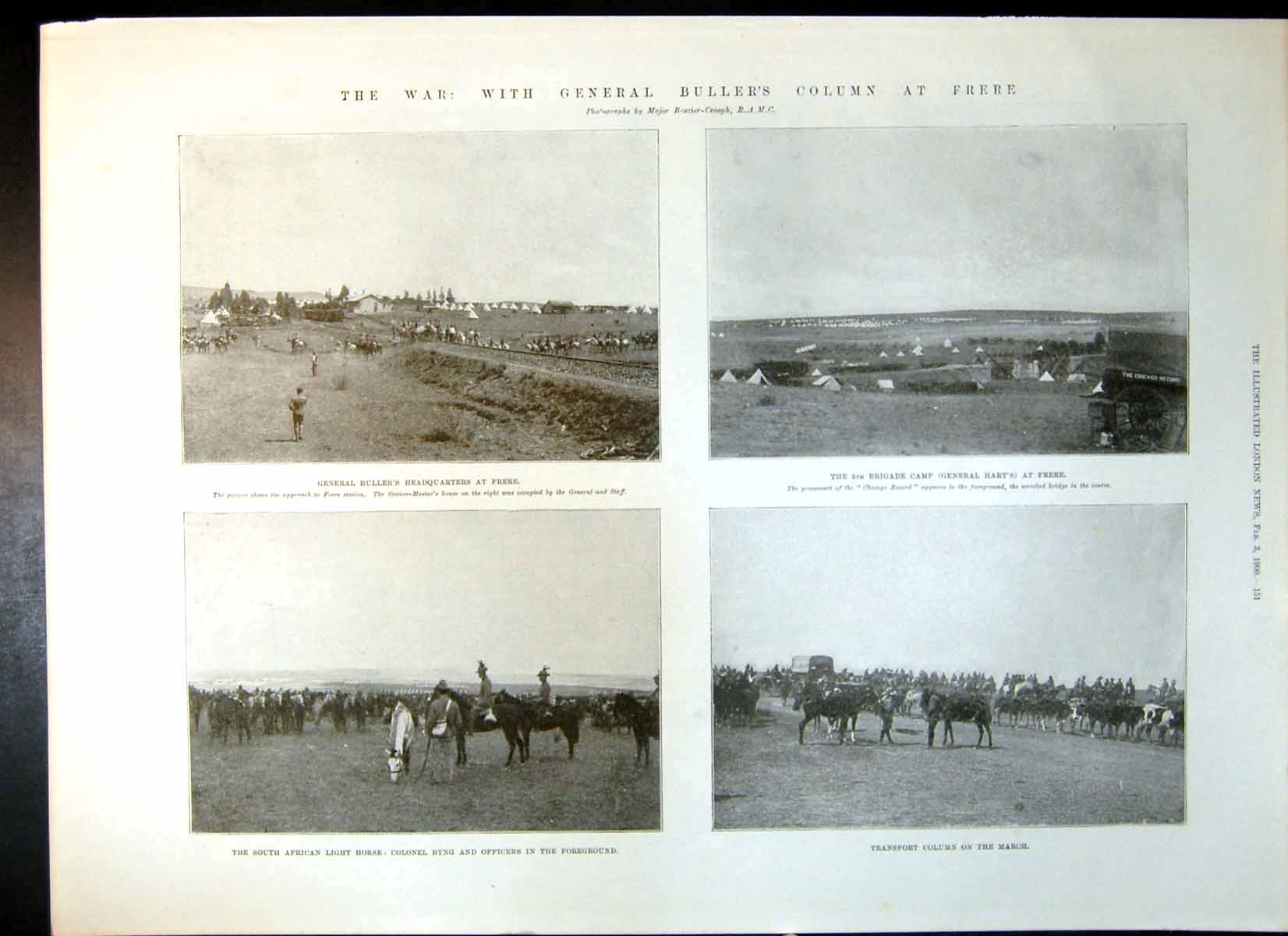 Antique Old Print War General Bullers Column Frere Hussars Cross Veldt 1900