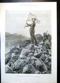 Antique Old Print Boer Abuse White Flag Christmas Presents Pearl Brooch 1899