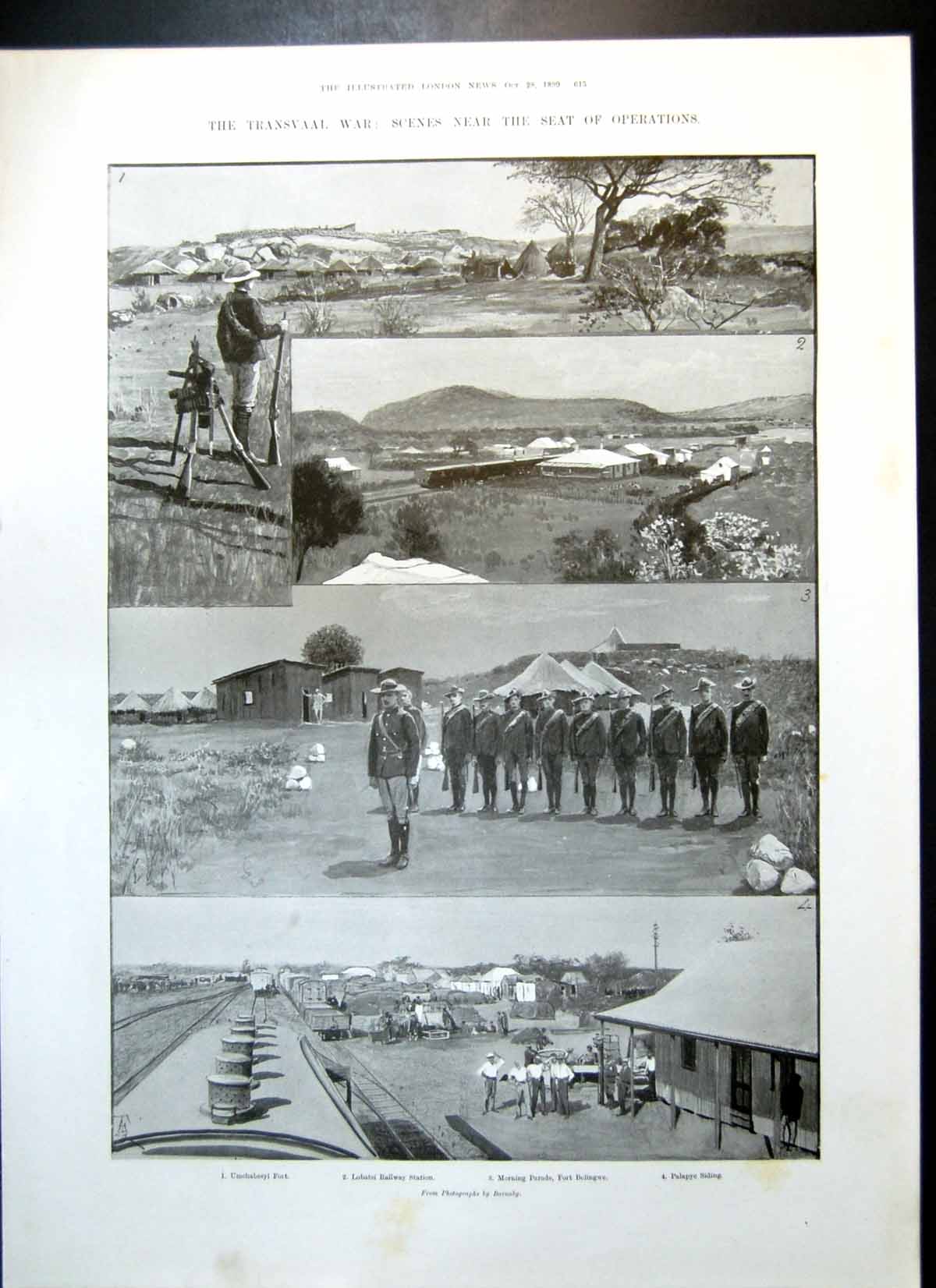 Antique Old Print Transvaal War Fort Belingwe Queensland Contingent Cape 1899
