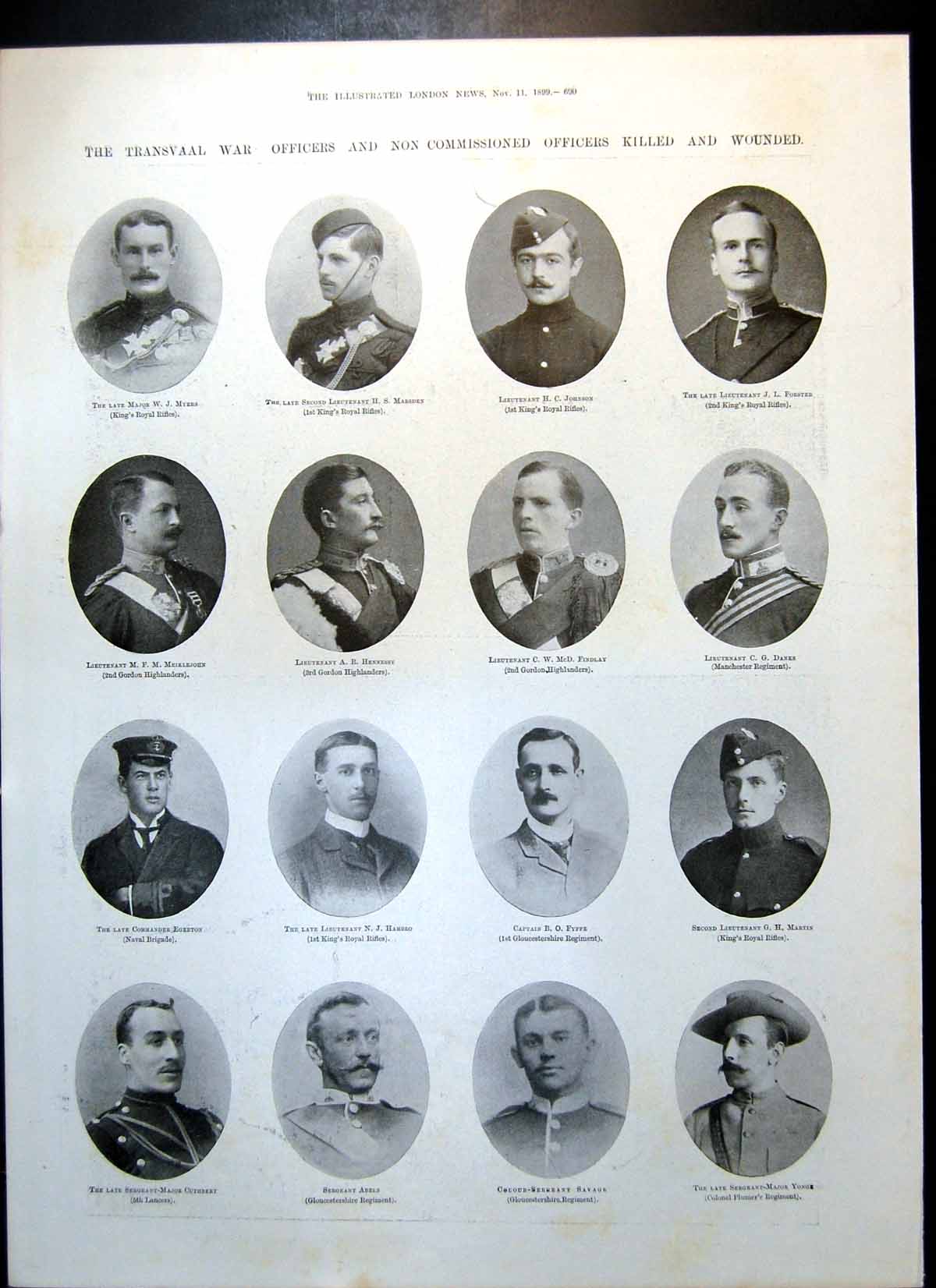 Old Antique Print Transvaal War Officers Killed Hospital Ladysmith 1899 19th