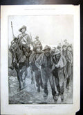 Original Old Antique Print Boer Prisoners Pietermaritzburg HousehCavalry 1899