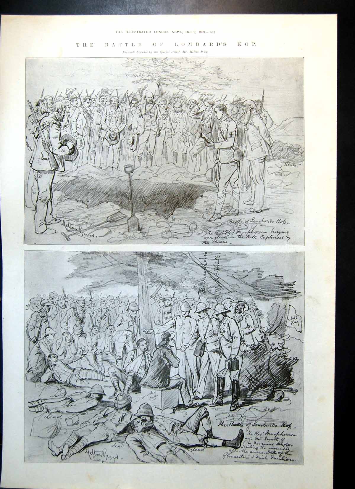 Old Antique Print Battle Lombards Kop Adelaide Australian Contingent 1899 19th