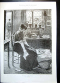 Old Antique Print War Cottage Black Watch Machine Gun Colours Guard 1899 19th