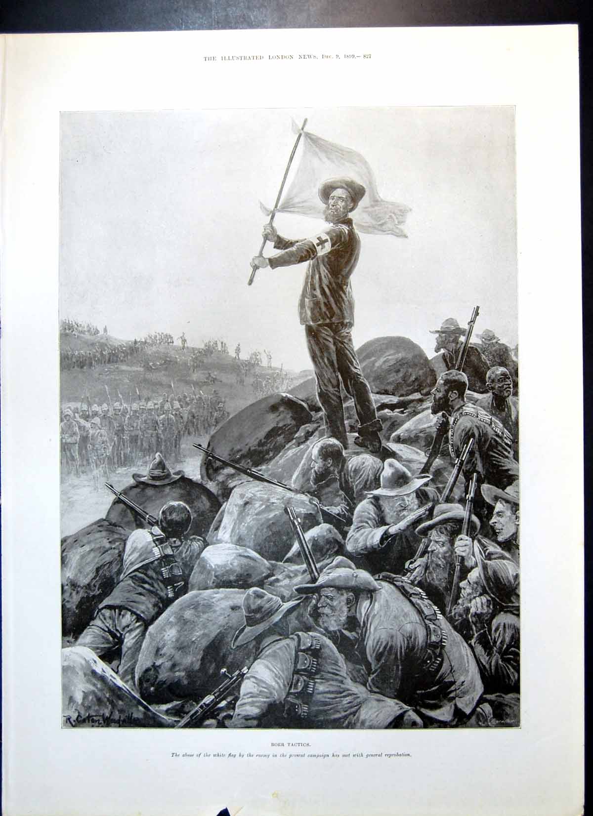 Antique Old Print Boers Abuse White Flag Christmas Gifts Diamond Pendant 1899